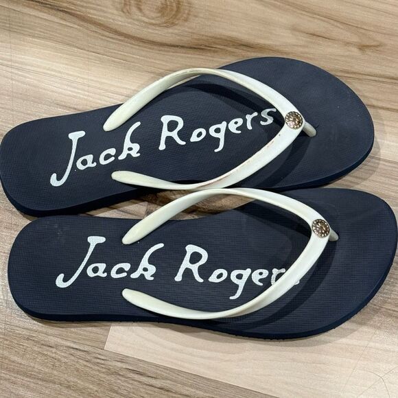 Jack Rogers Blue and White Flip Flops Women’s 7.5 - Picture 3 of 3
